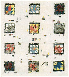 
Maple Leaf and Pulses, 1995. Machine-pieced, hand-appliqued
